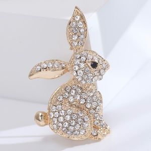 CUte Rhinestone Bunny Brooch Pin Easter Brooch
